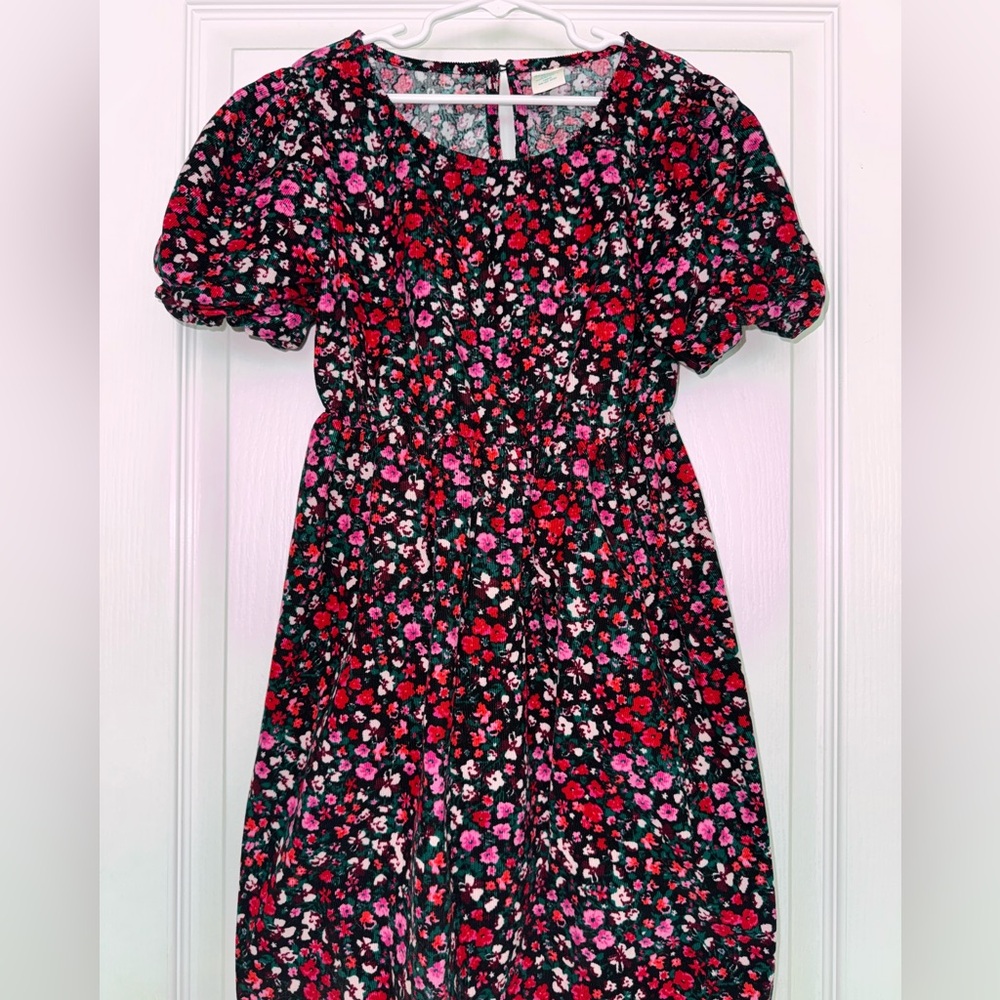 Charming Floral Kids Dress - Black, Red, and Pink